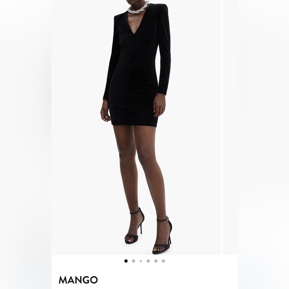 Mango shoulder pad long sleeve dress